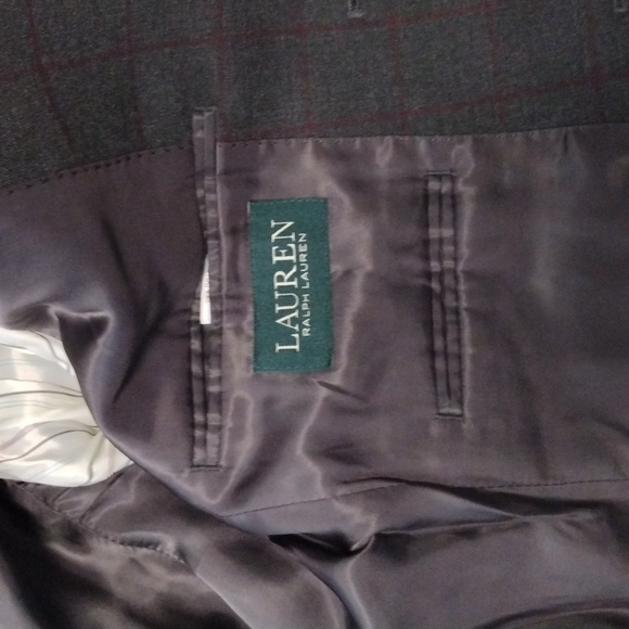 Ralph Lauren Blazer Jacket 14R Stretch 2 Buttons Gray with Burgundy Lines - Picture 9 of 11